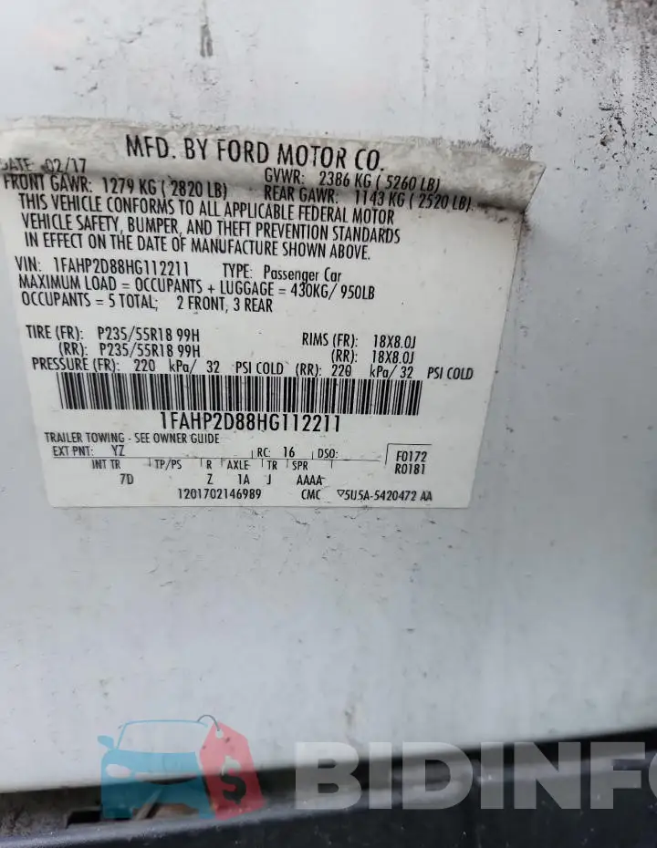 1FAHP2D88HG112211 Photo# 12