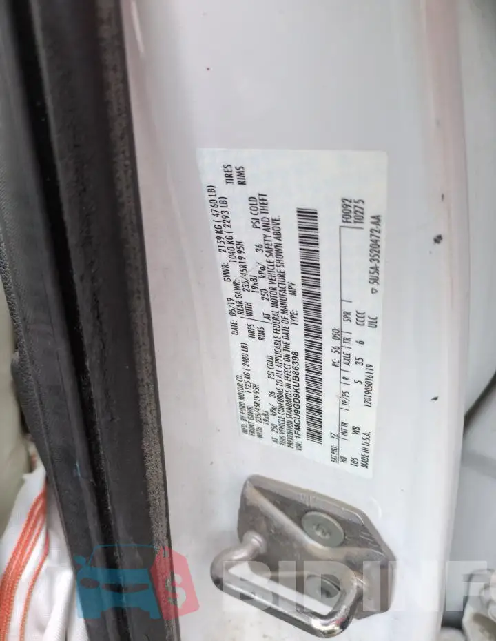 1FMCU9GD9KUB86398 Photo# 13