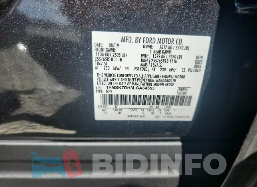 1FMSK7DH3LGA64553 Photo# 14