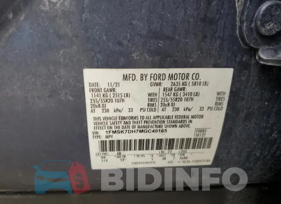 1FMSK7DH7MGC40165 Photo# 13
