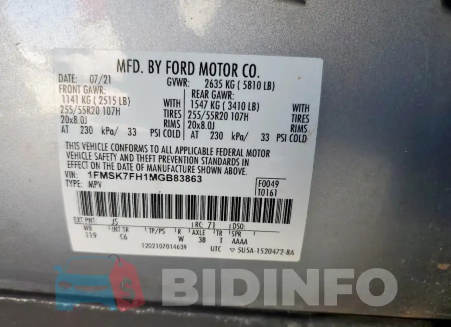 1FMSK7FH1MGB83863 Photo# 13