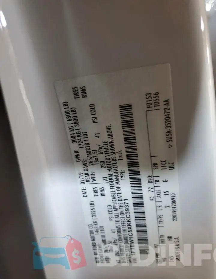 1FTEW1C5XKKC39371 Photo# 12