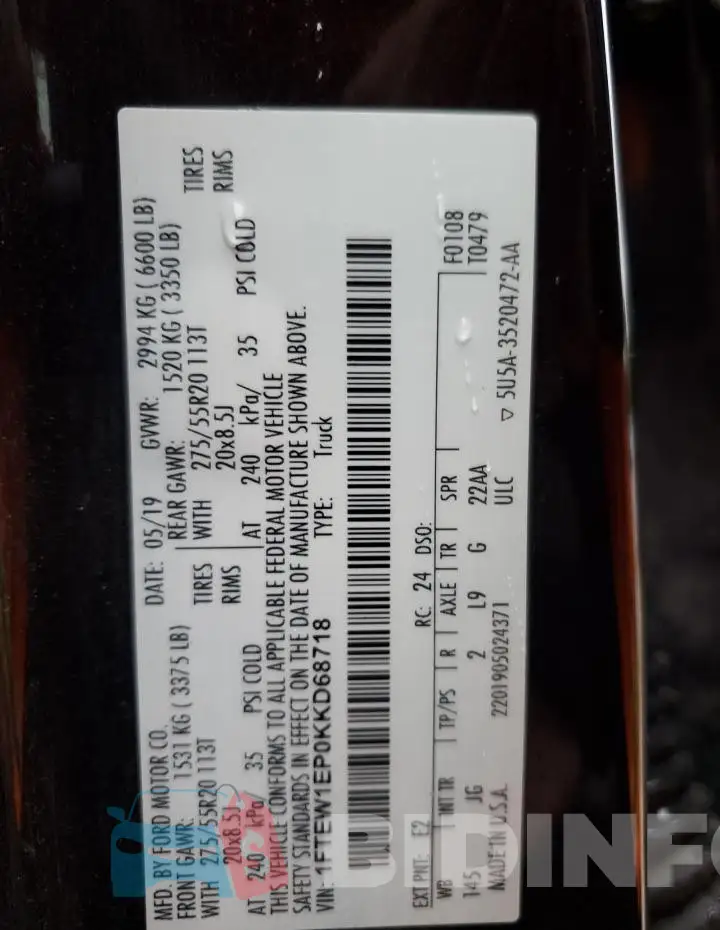 1FTEW1EP0KKD68718 Photo# 12