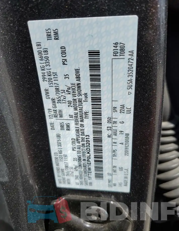 1FTEW1EP0LKD32013 Photo# 12