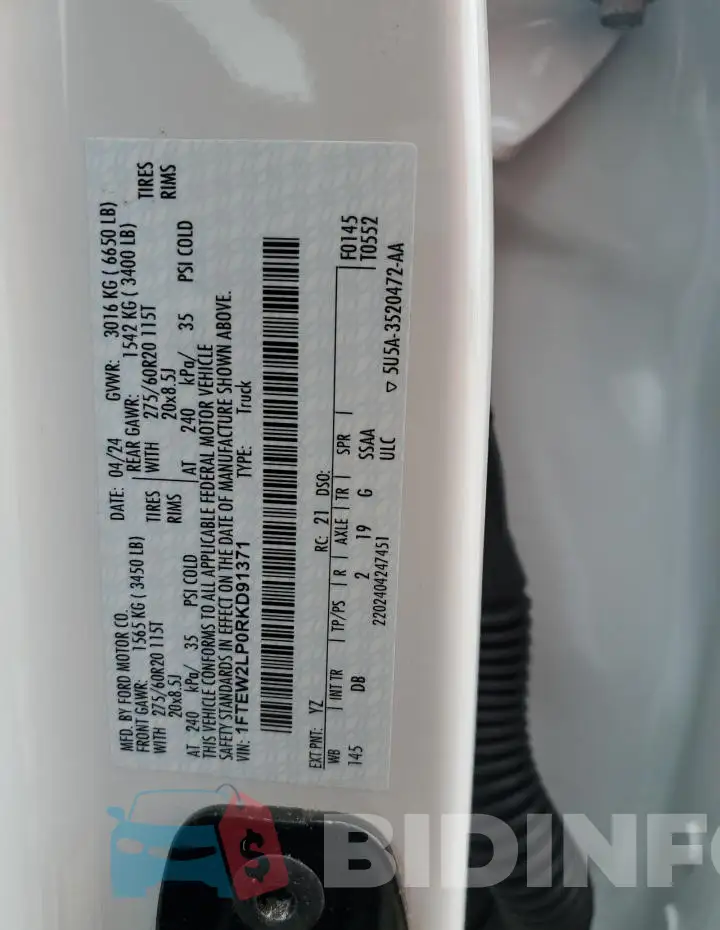 1FTEW2LP0RKD91371 Photo# 12