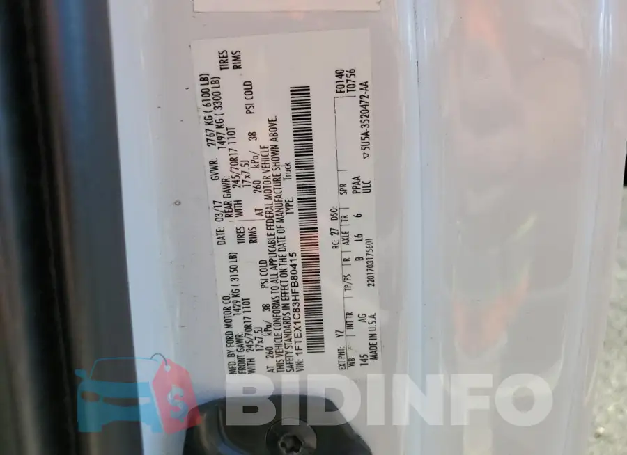 1FTEX1C83HFB80415 Photo# 12
