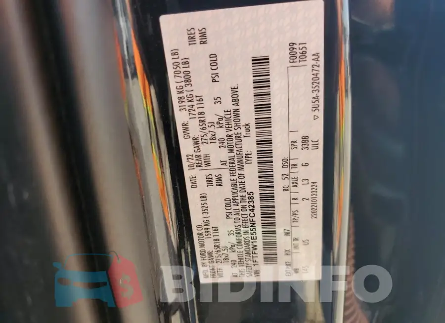 1FTFW1E55NFC42385 Photo# 12
