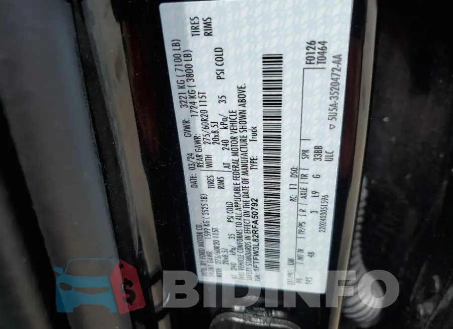 1FTFW3L82RFA50792 Photo# 13
