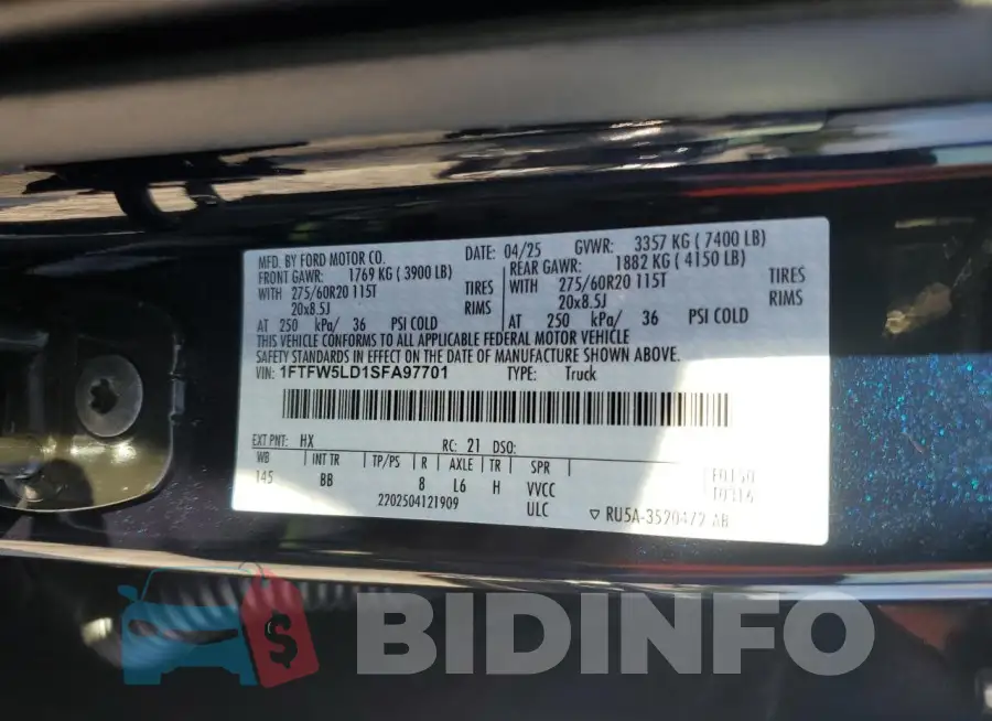 1FTFW5LD1SFA97701 Photo# 13