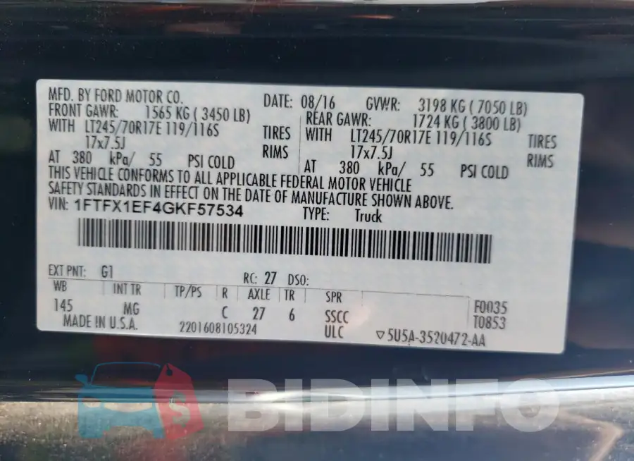 1FTFX1EF4GKF57534 Photo# 12