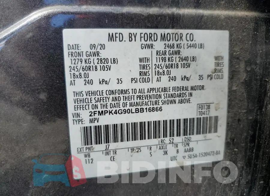 2FMPK4G90LBB16866 Photo# 13