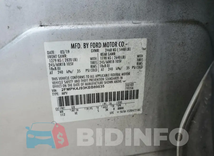 2FMPK4J93KBB89835 Photo# 13