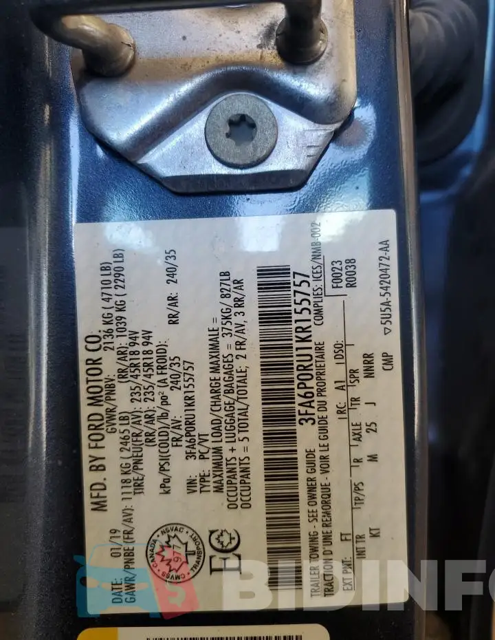3FA6P0RU1KR155757 Photo# 12