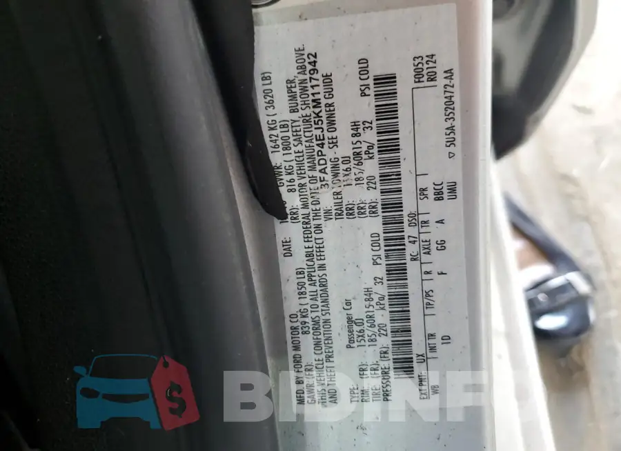 3FADP4EJ5KM117942 Photo# 12