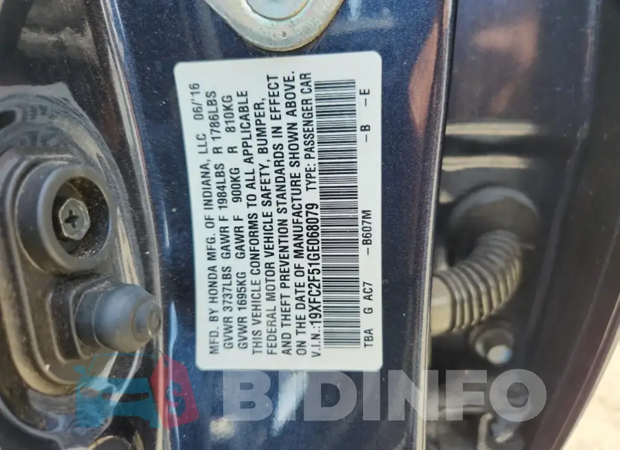 19XFC2F51GE068079 Photo# 12