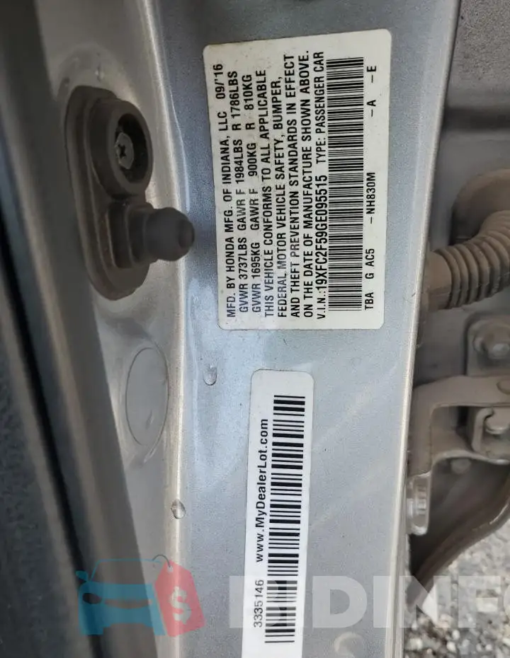 19XFC2F59GE095515 Photo# 12