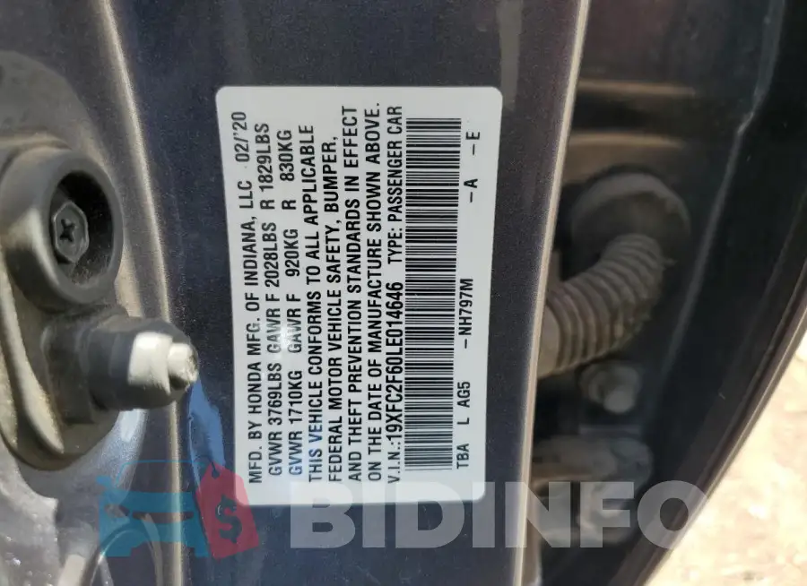 19XFC2F60LE014646 Photo# 12