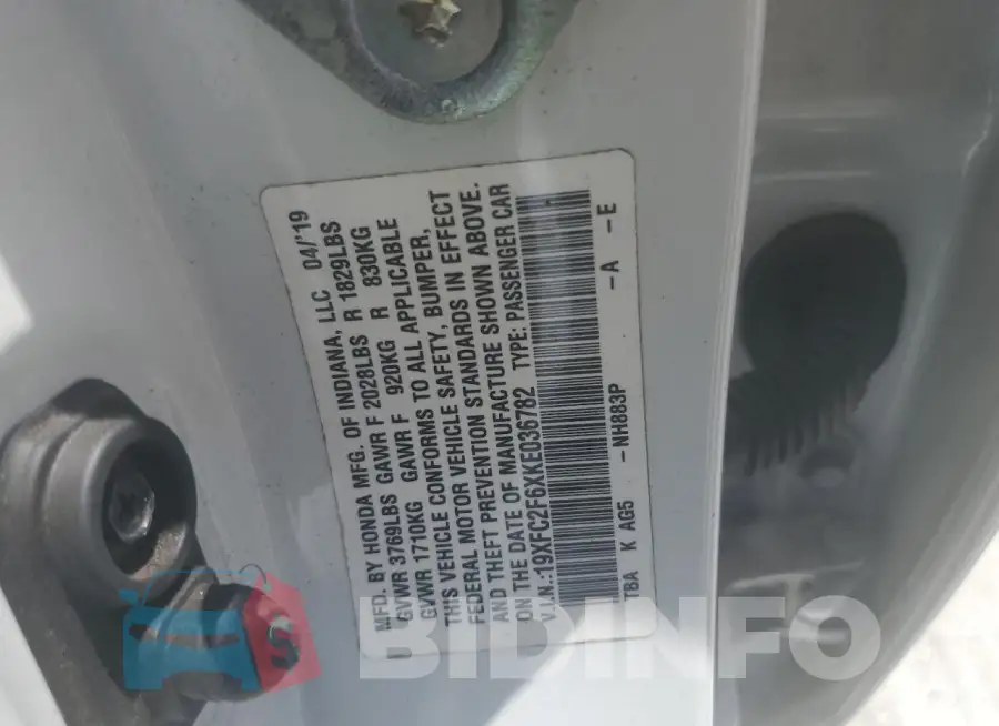 19XFC2F6XKE036782 Photo# 12