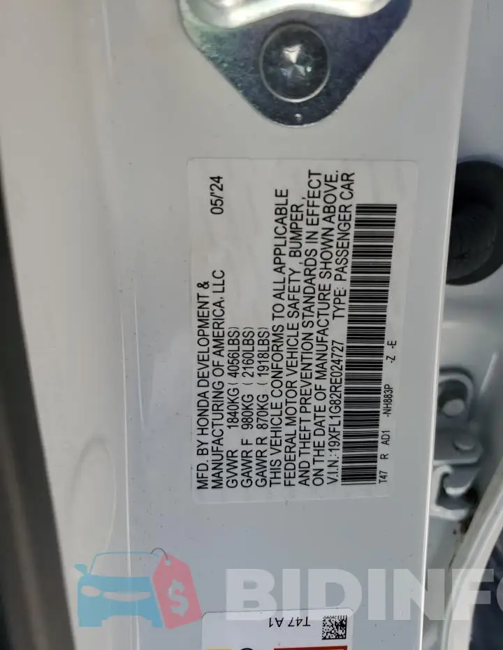 19XFL1G82RE024727 Photo# 12