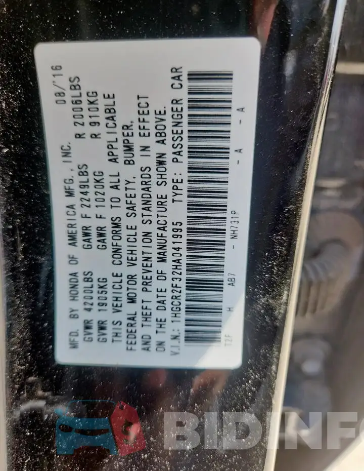 1HGCR2F32HA041995 Photo# 12