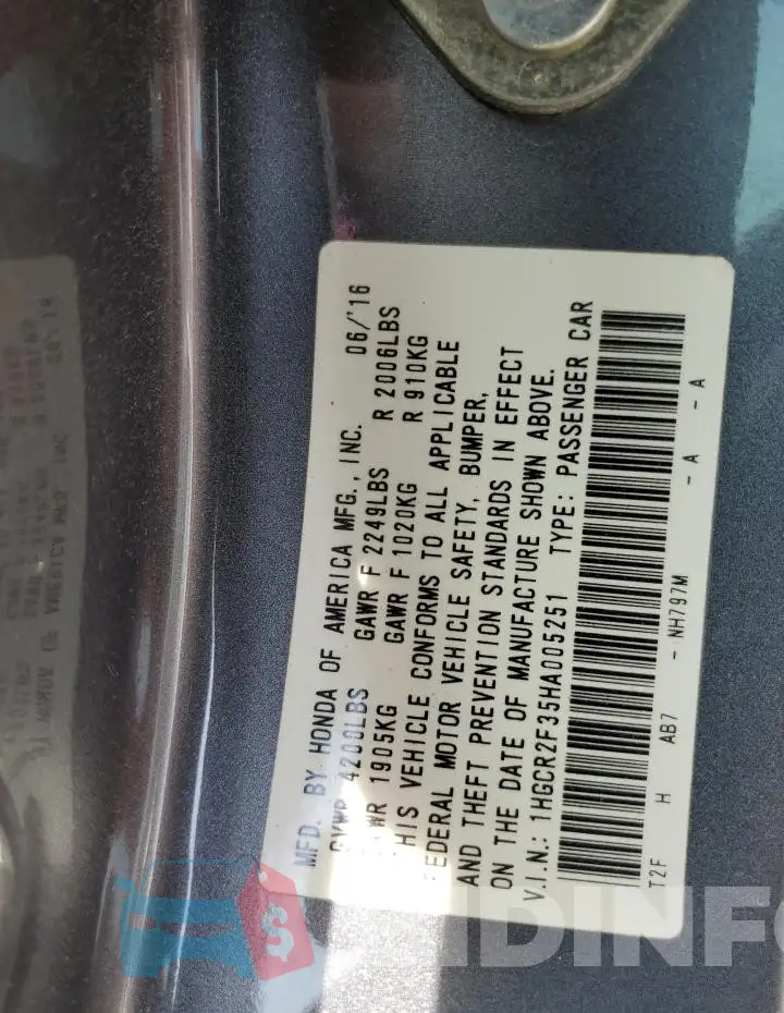 1HGCR2F35HA005251 Photo# 12