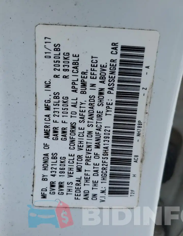 1HGCR2F59HA139021 Photo# 12