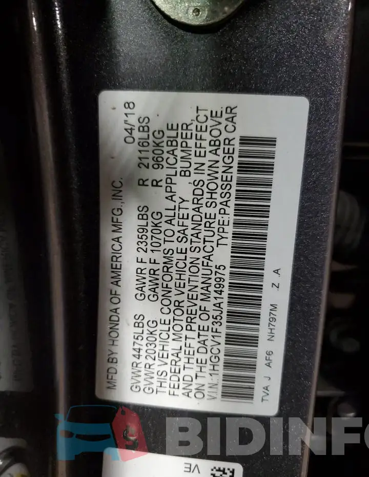 1HGCV1F35JA149975 Photo# 12