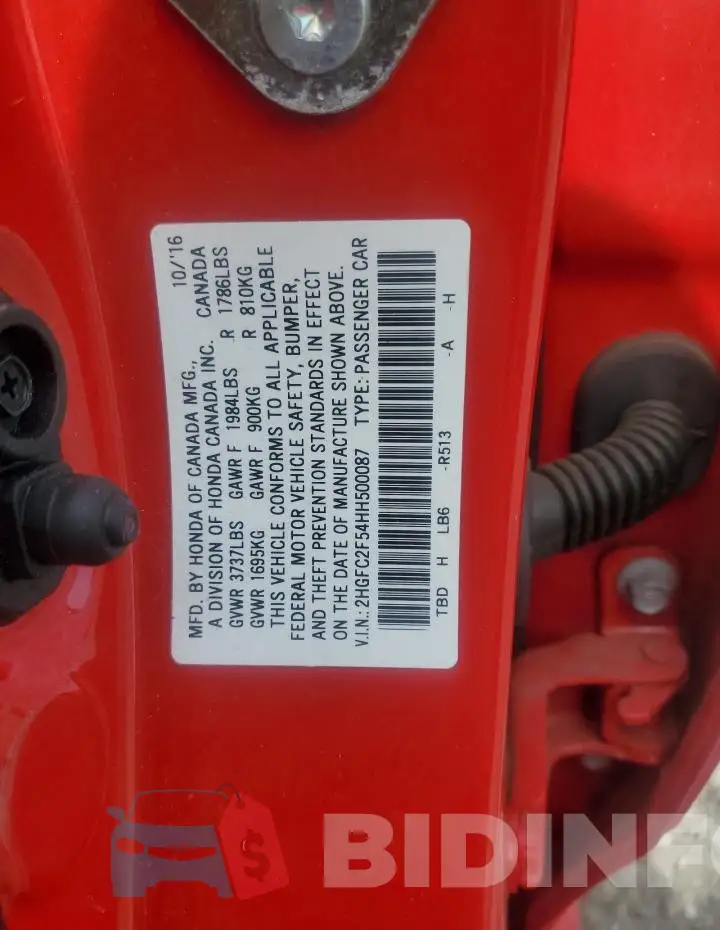 2HGFC2F54HH500087 Photo# 12
