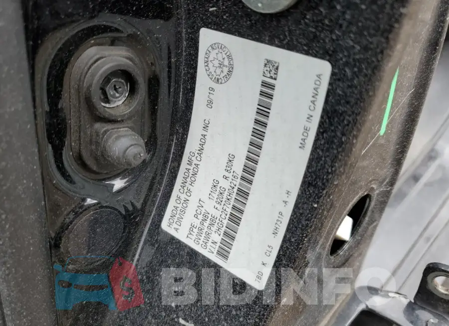 2HGFC2F70KH042167 Photo# 12