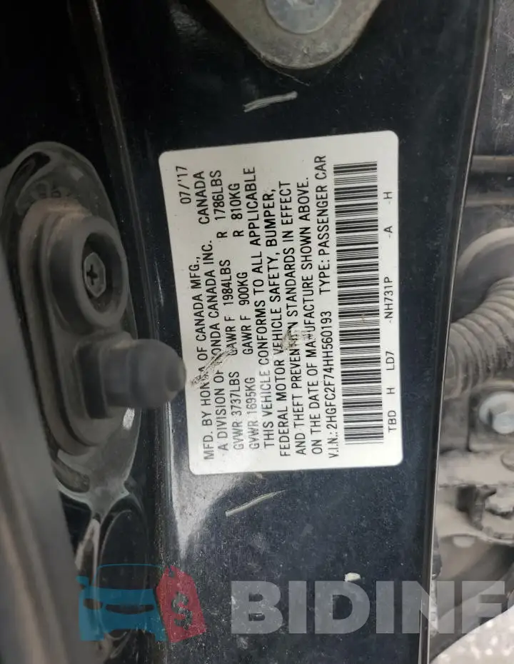 2HGFC2F74HH560193 Photo# 12