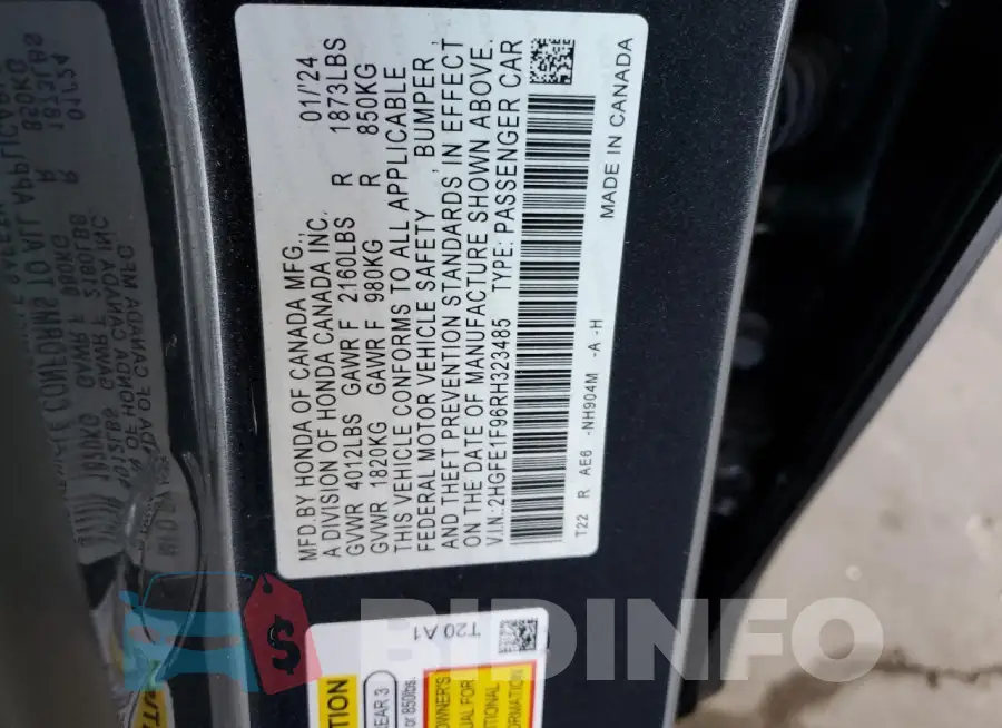 2HGFE1F96RH323485 Photo# 13