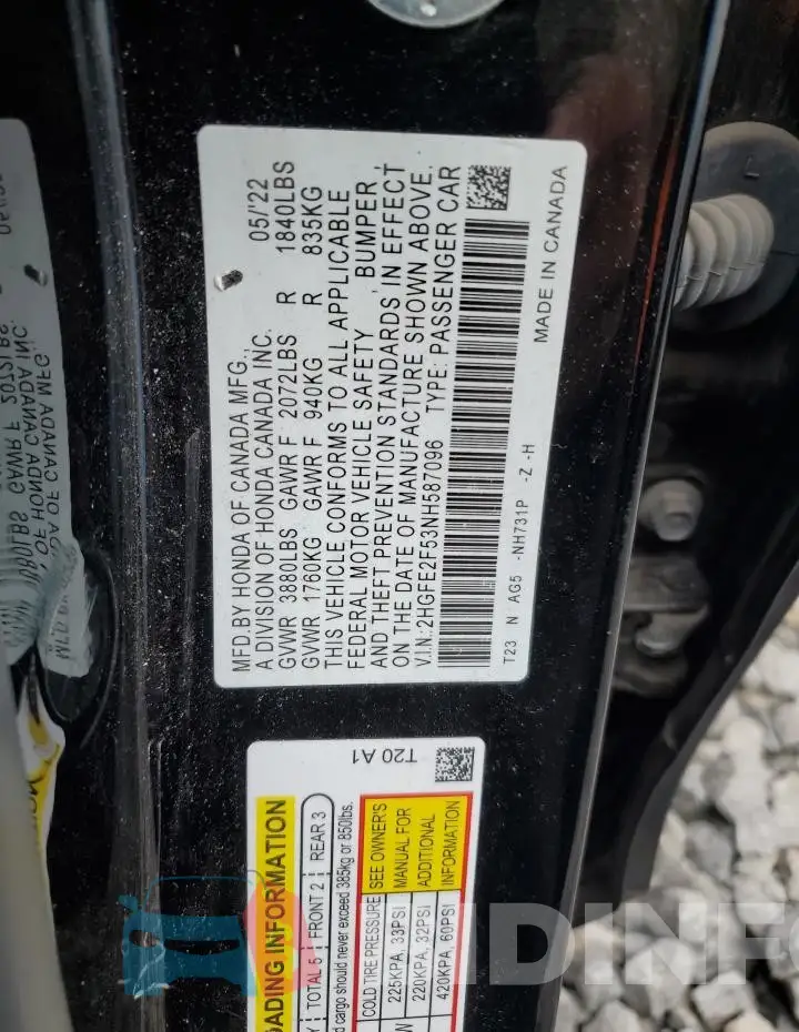 2HGFE2F53NH587096 Photo# 12