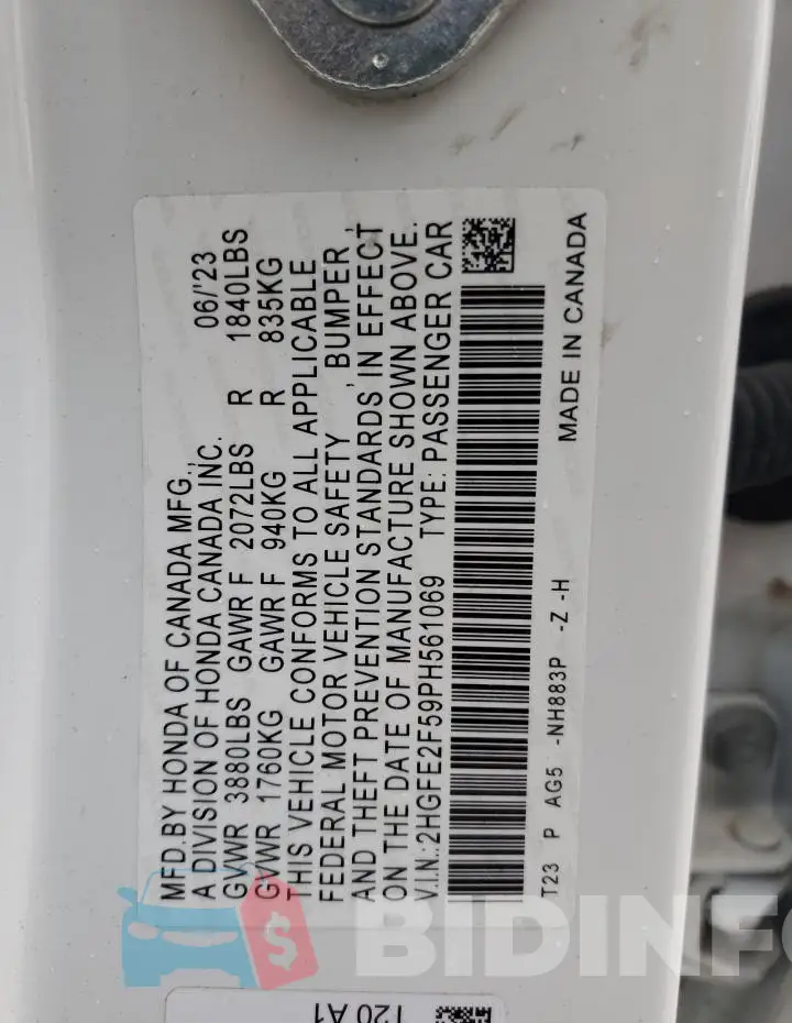 2HGFE2F59PH561069 Photo# 13