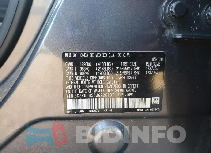 3CZRU6H55JG726197 Photo# 13