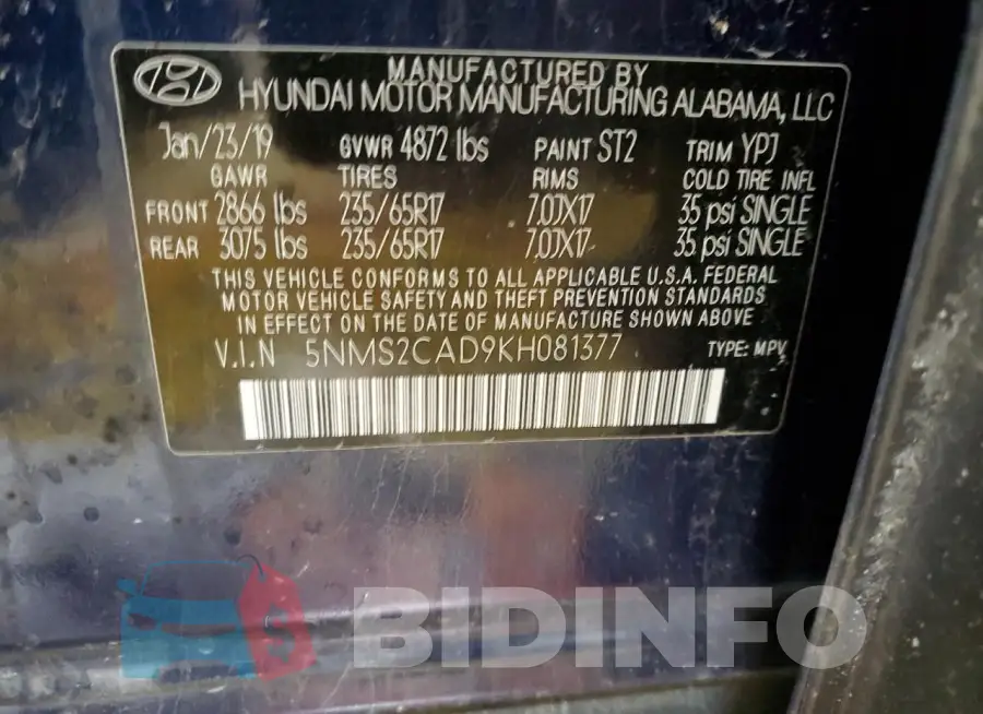 5NMS2CAD9KH081377 Photo# 13