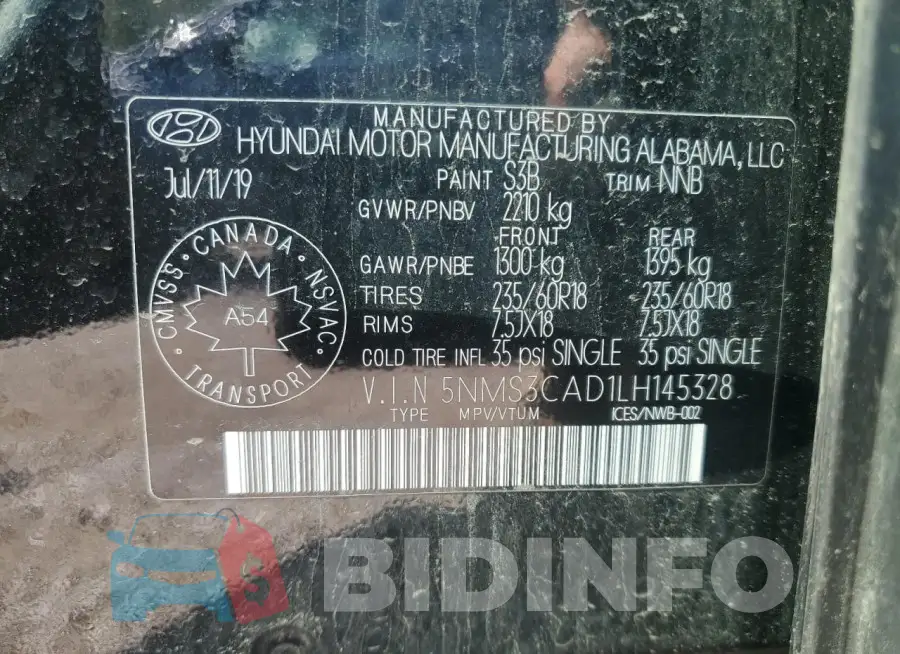 5NMS3CAD1LH145328 Photo# 14
