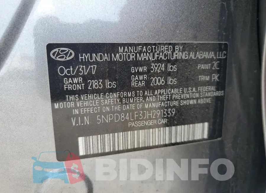 5NPD84LF3JH291339 Photo# 13