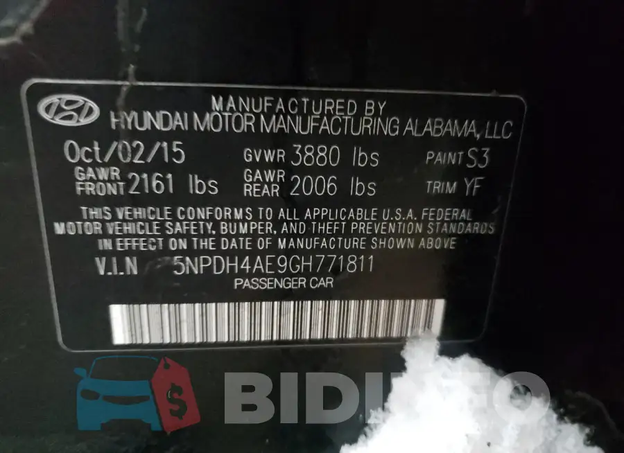 5NPDH4AE9GH771811 Photo# 12