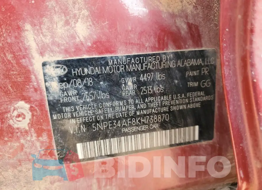 5NPE34AF8KH738870 Photo# 12