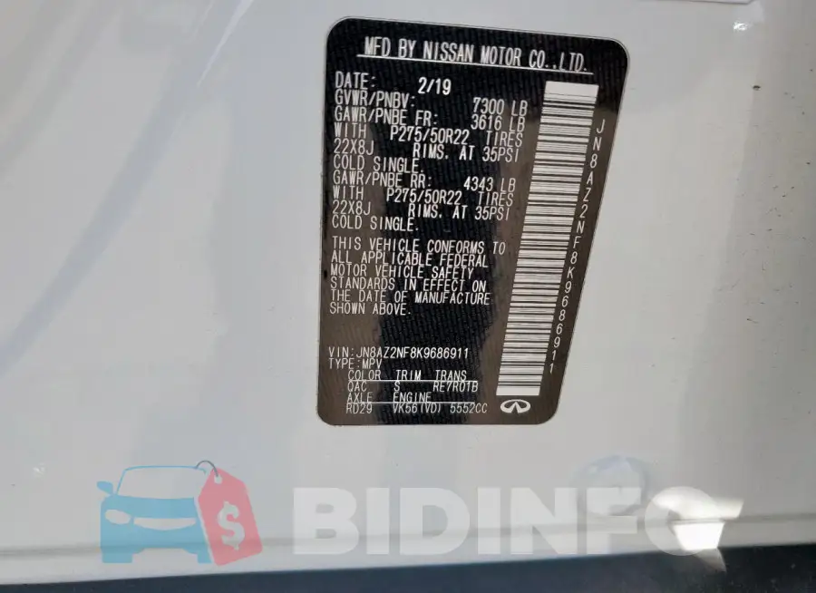 JN8AZ2NF8K9686911 Photo# 13