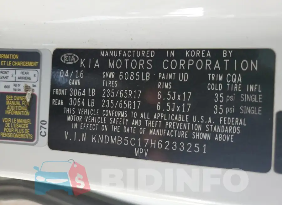 KNDMB5C17H6233251 Photo# 13