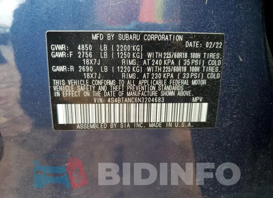4S4BTANC6N3204683 Photo# 13