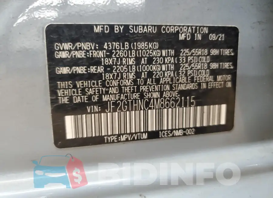 JF2GTHNC4M8662115 Photo# 13