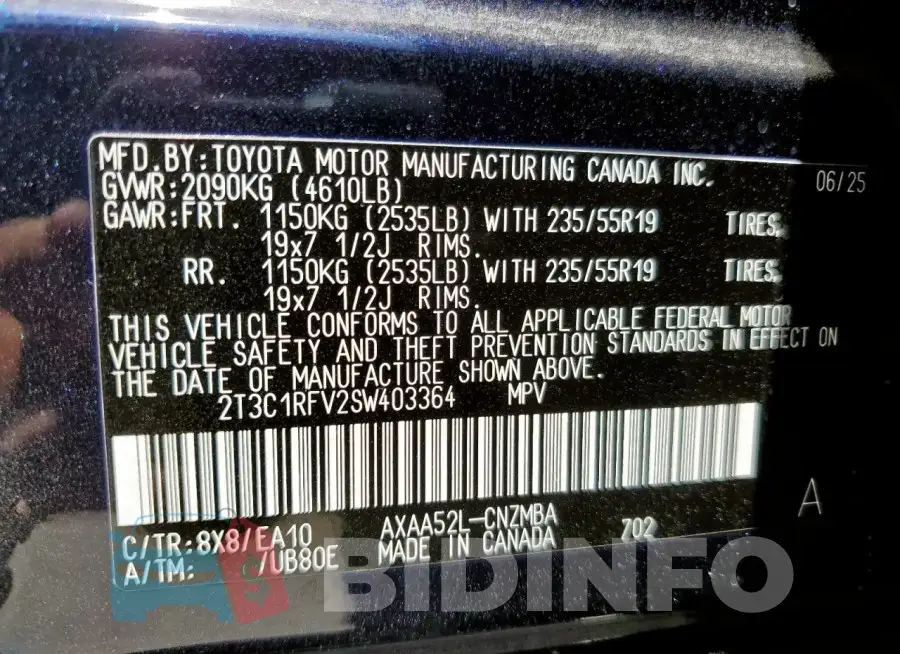 2T3C1RFV2SW403364 Photo# 13