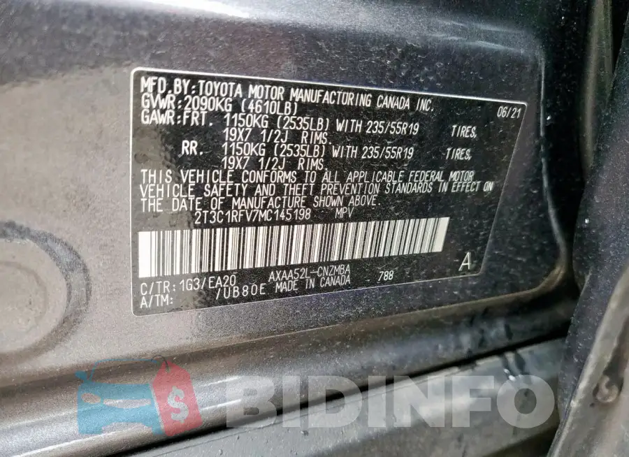 2T3C1RFV7MC145198 Photo# 12