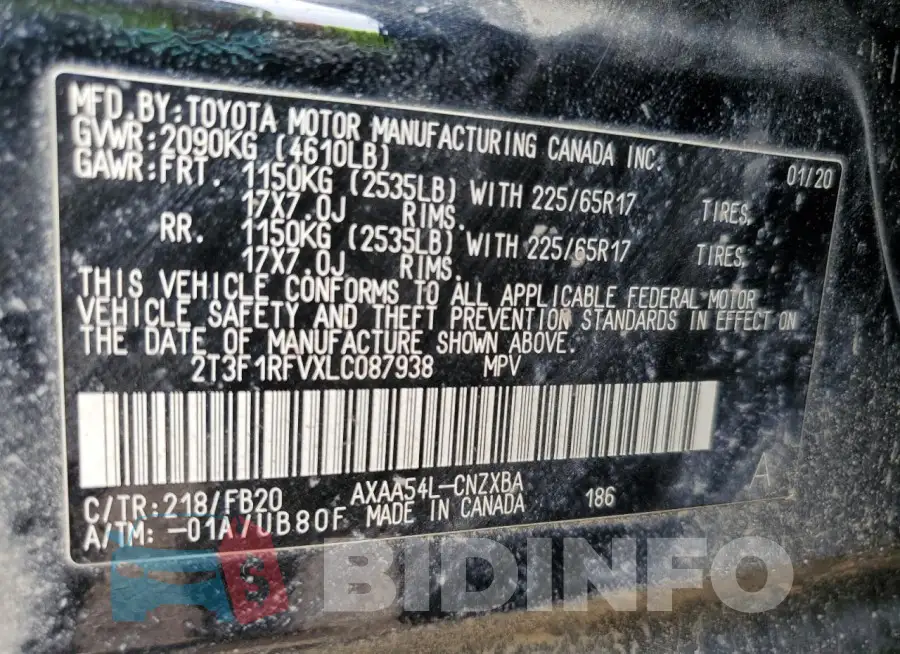 2T3F1RFVXLC087938 Photo# 13