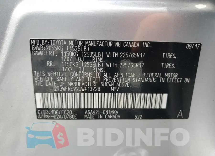 2T3WFREV2JW413228 Photo# 13