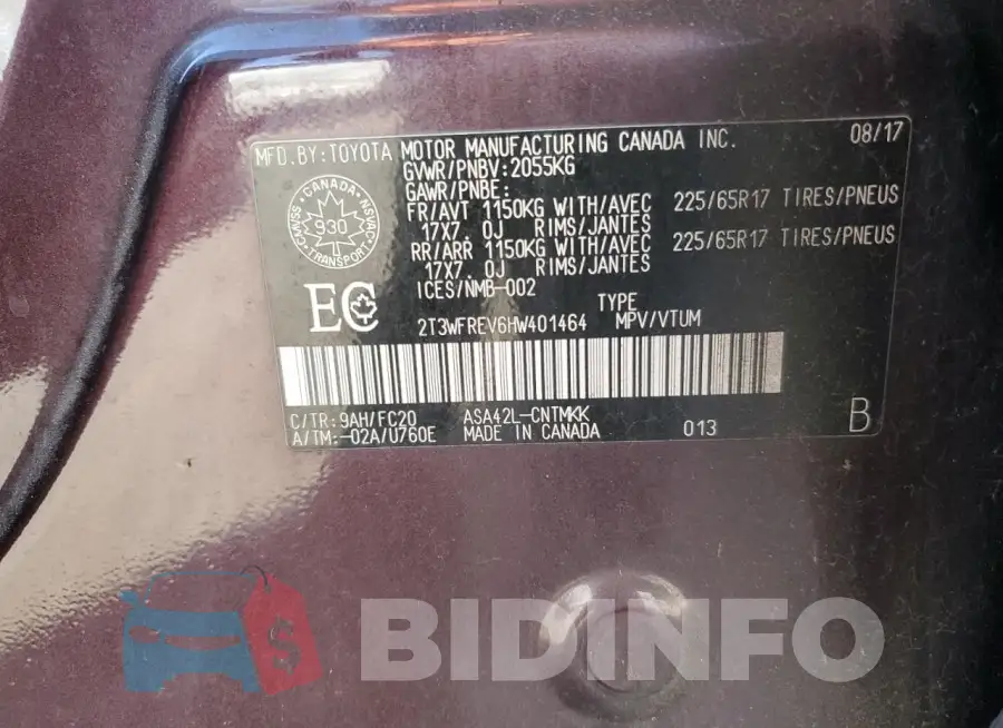 2T3WFREV6HW401464 Photo# 13