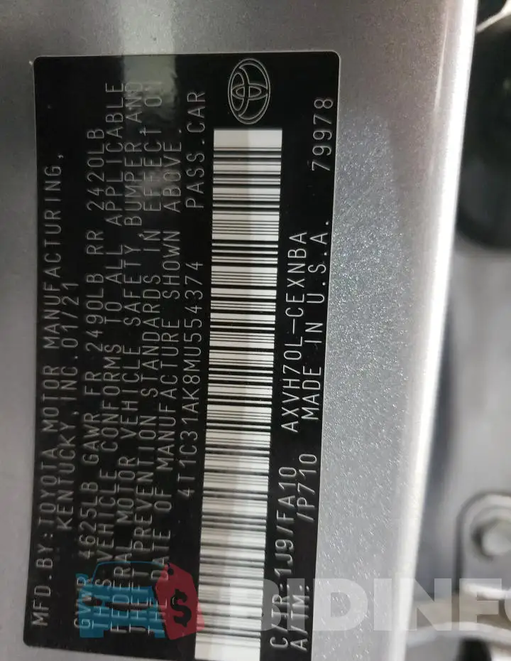 4T1C31AK8MU554374 Photo# 12
