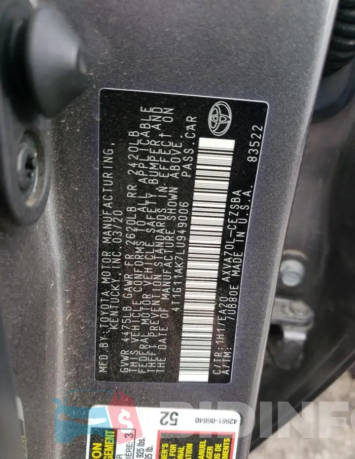 4T1G11AK7LU949006 Photo# 12
